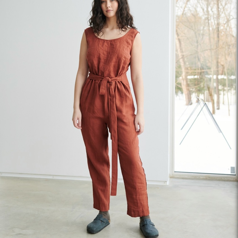 Linenfox Evelyn Jumpsuit in Terracotta